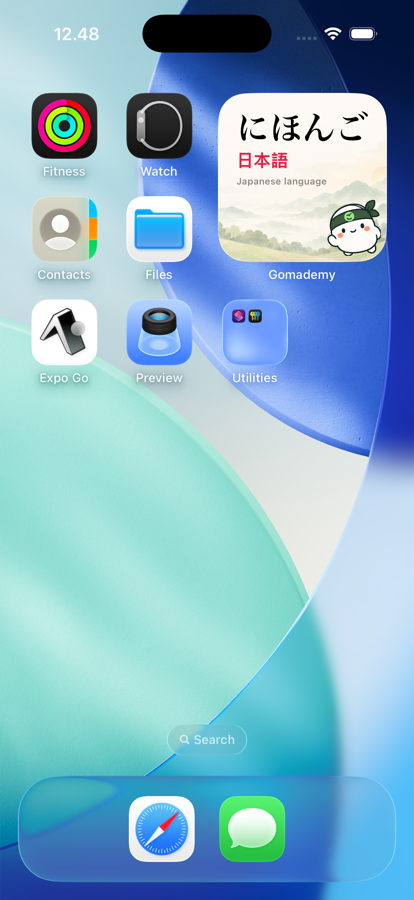 GoMademy’s Japanese word widget on an iPhone Home Screen